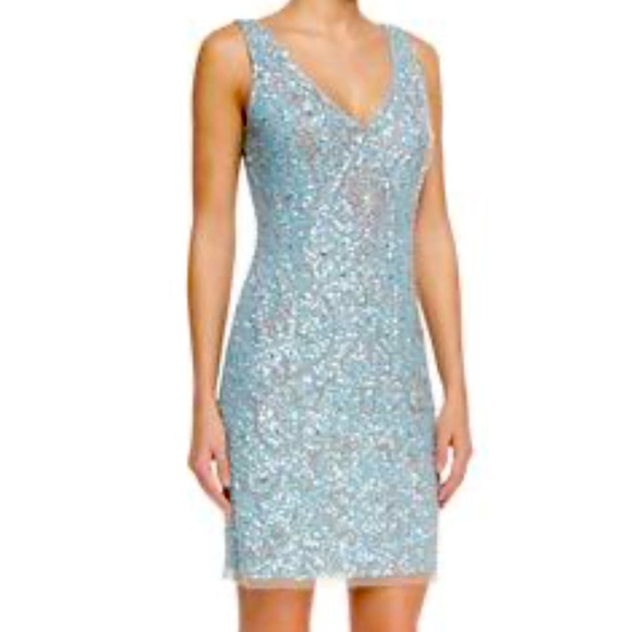 Aidan Mattox Blue Sequin Sheath Mini Dress size US 8